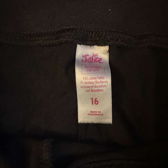 Justice Black Cropped Leggings Size 16 Girls Juniors Sweatpants Soft Capri - Picture 3 of 7